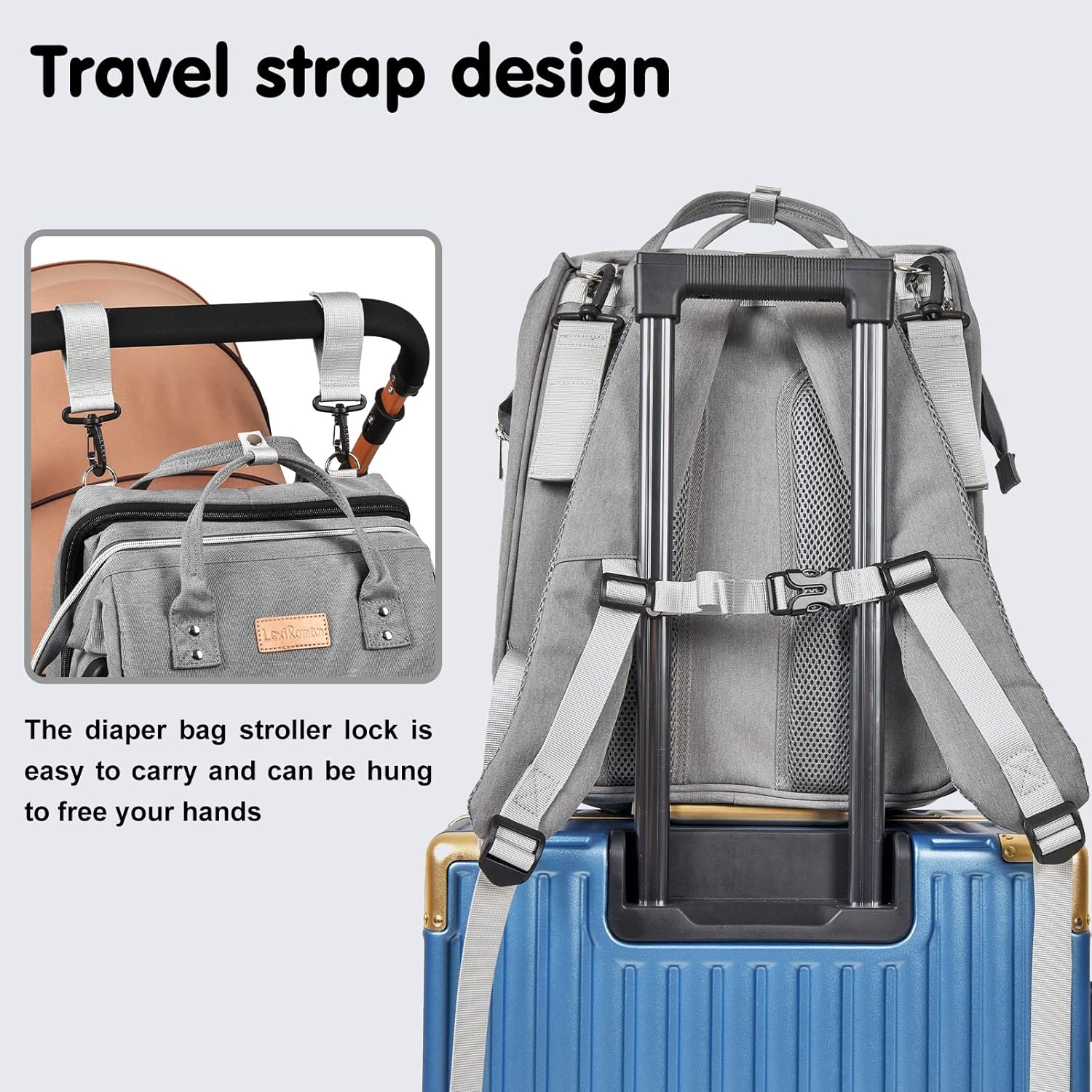 Diaper Bag Backpack, Large Capacity Multifunction Baby Bag for Boy Girl, Travel for Moms Dads, Baby Registry Search Shower Gifts Waterproof and Stylish Gray