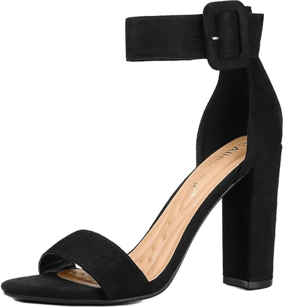 Allegra K Women's Ankle Strap Block High Heel Sandals